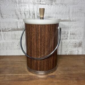 Mid Century Kromex Wood Grain ChampagneIce Bucket